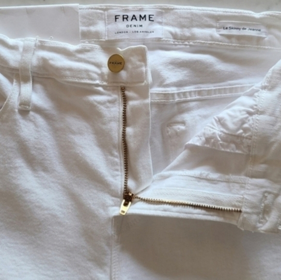 FRAME Le Skinny de Jeanne Raw Stagger Hem Jeans, Size 30, White, NWT - Picture 12 of 16
